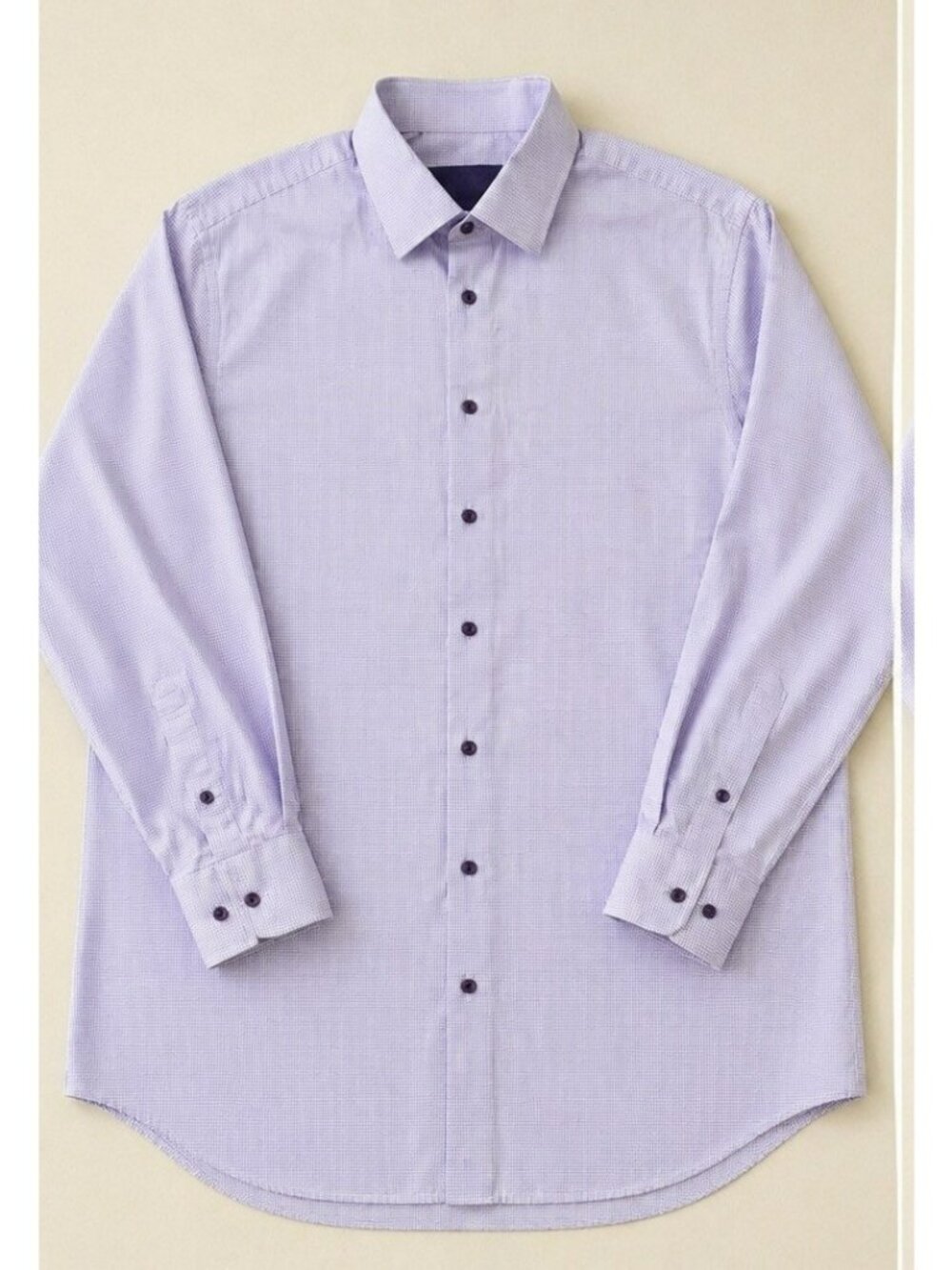 David Donahue Dress Shirt Mens 18 36/37 Purple Check Button Down Regular Fit NWT